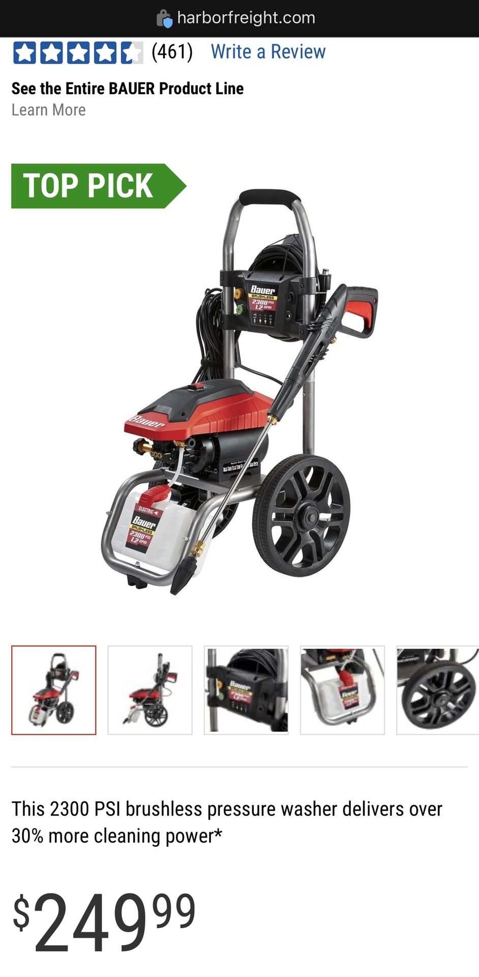 Bauer Brushless Pressure Washer 2300 PSI Electric for Sale in