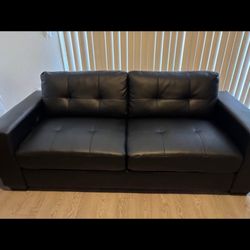 Black Leather Sofa 