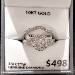 White Gold Diamond Engagement Ring Wedding Band Bridal Set