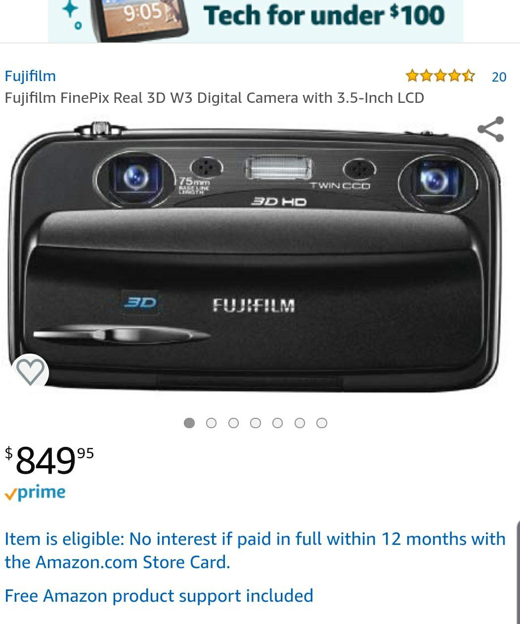 Fujifilm FinePix Real 3D W3 Digital Camera with 3.5-Inch LCD