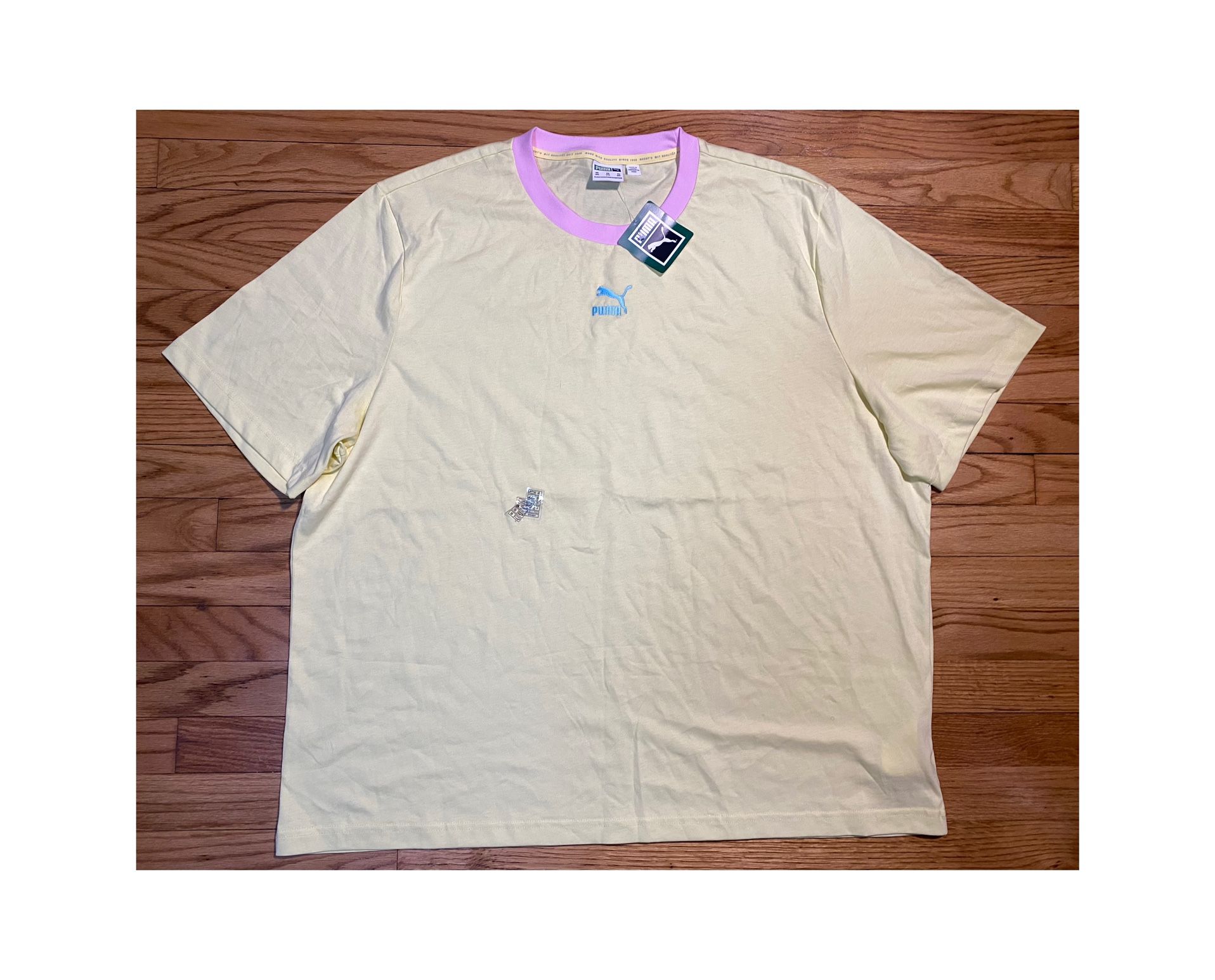 Puma Yellow Pear/Cloud Pink/Angel Blue Classics Ringer T-Shirt Men’s Sz 2XL NEW!
