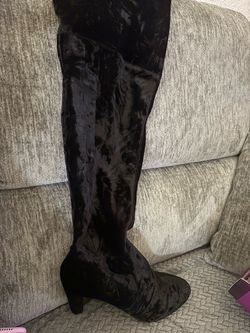 Black velvet boots