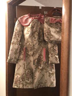 Handmade tapestry and velvet coat with matching bag