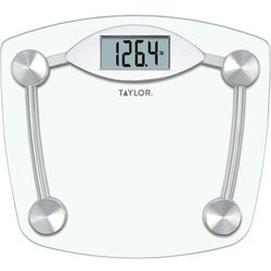 Taylor Digital Bathroom Scale, Highly Accurate Body Weight Scale, Instant On and Off, 400 lb, Sturdy Clear Glass with Chrome Finish Base