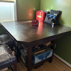 Dining Table Set – Extendable with Swivel Center & Storage