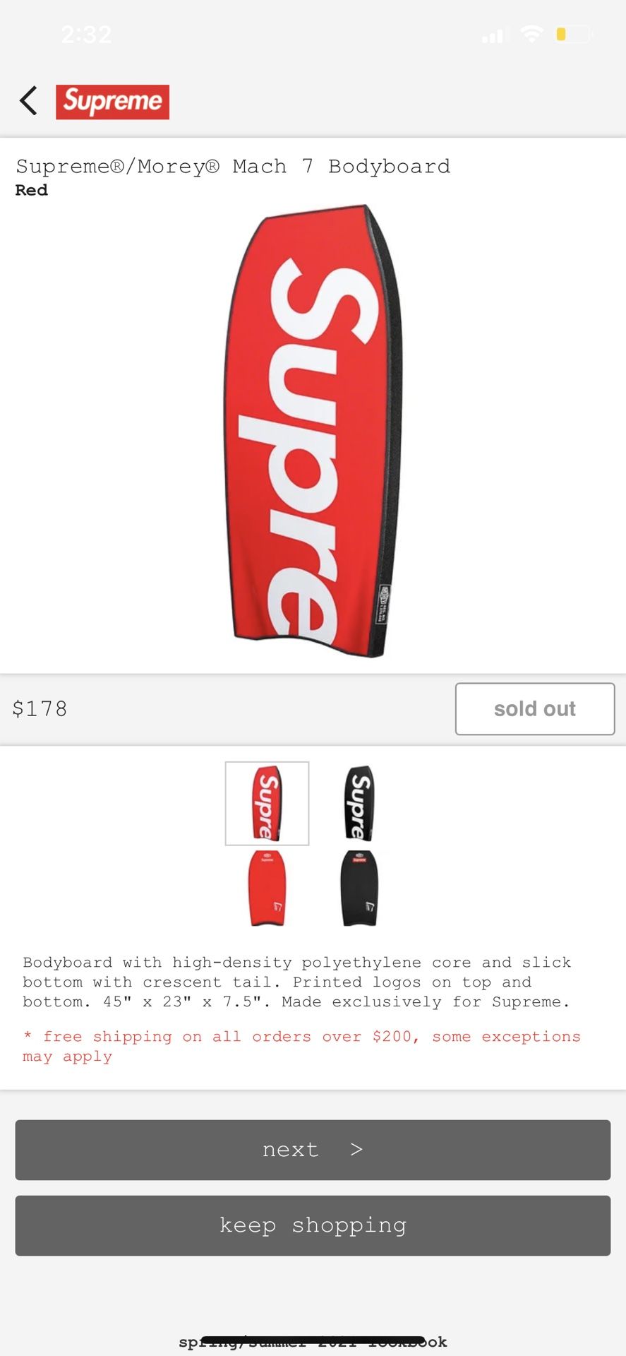 Supreme Morey Mach 7 Body Board 