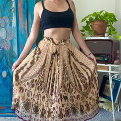 Bianca Maria Boho Skirt Floral Animal Tan Purple Green Red Yellow Black