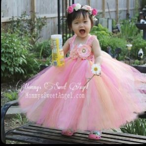 First Birthday Dress Pink Peach White