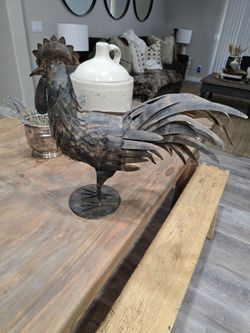 Large Vintage Metal Rooster Farmhouse Decor