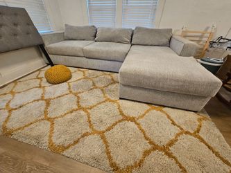American Made Gray 2pc Sectional Couch (Sturdy Wood Frame)