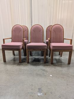 Set of Six Wambold Fine Furniture Mauve Fabric Dining Chair in Wood