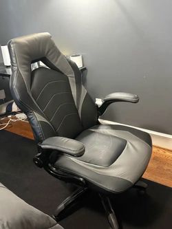 Gray Gaming Chair with Flip-Up Armrests