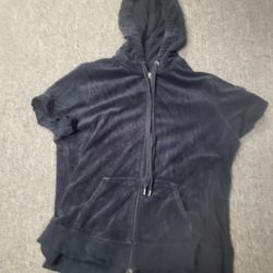 Women 18/20 VSpirt by Venezio black hooded short sleeve zip-up Lot H