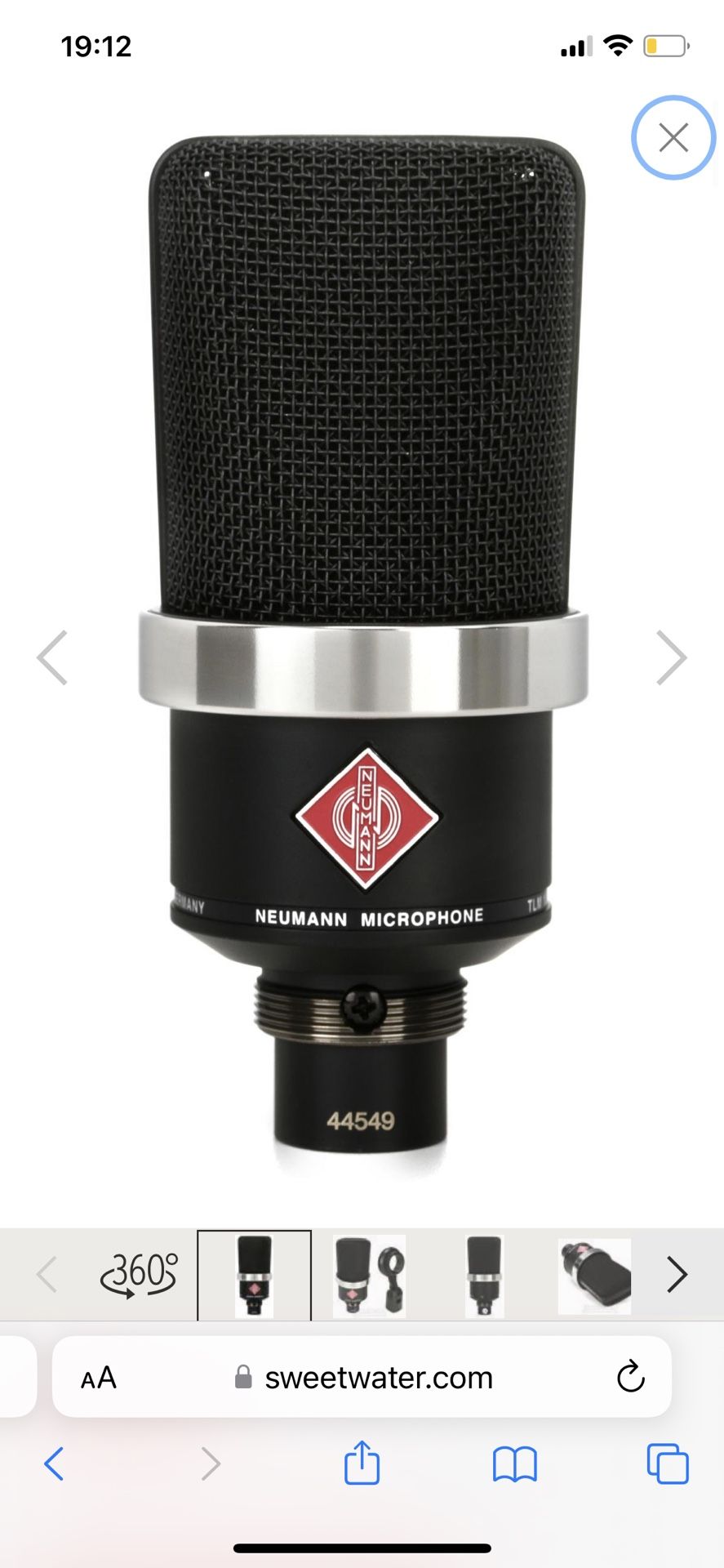 NEUMANN TLM 102 LARGE-DIAPHRAGM CONDENSER MICROPHONE - MATTE BLACK
