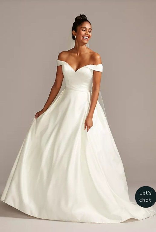 Off Shoulder Satin Wedding Gown