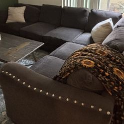 Dark Green L Couch