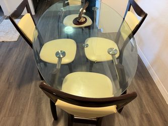 Round Glass Dining Table with 4 Chairs