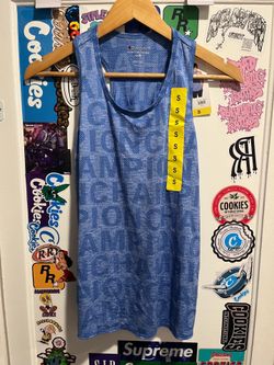 Brand New Blue Champion Women’s Athletic Tank Top Racer Back Logo Print Size
