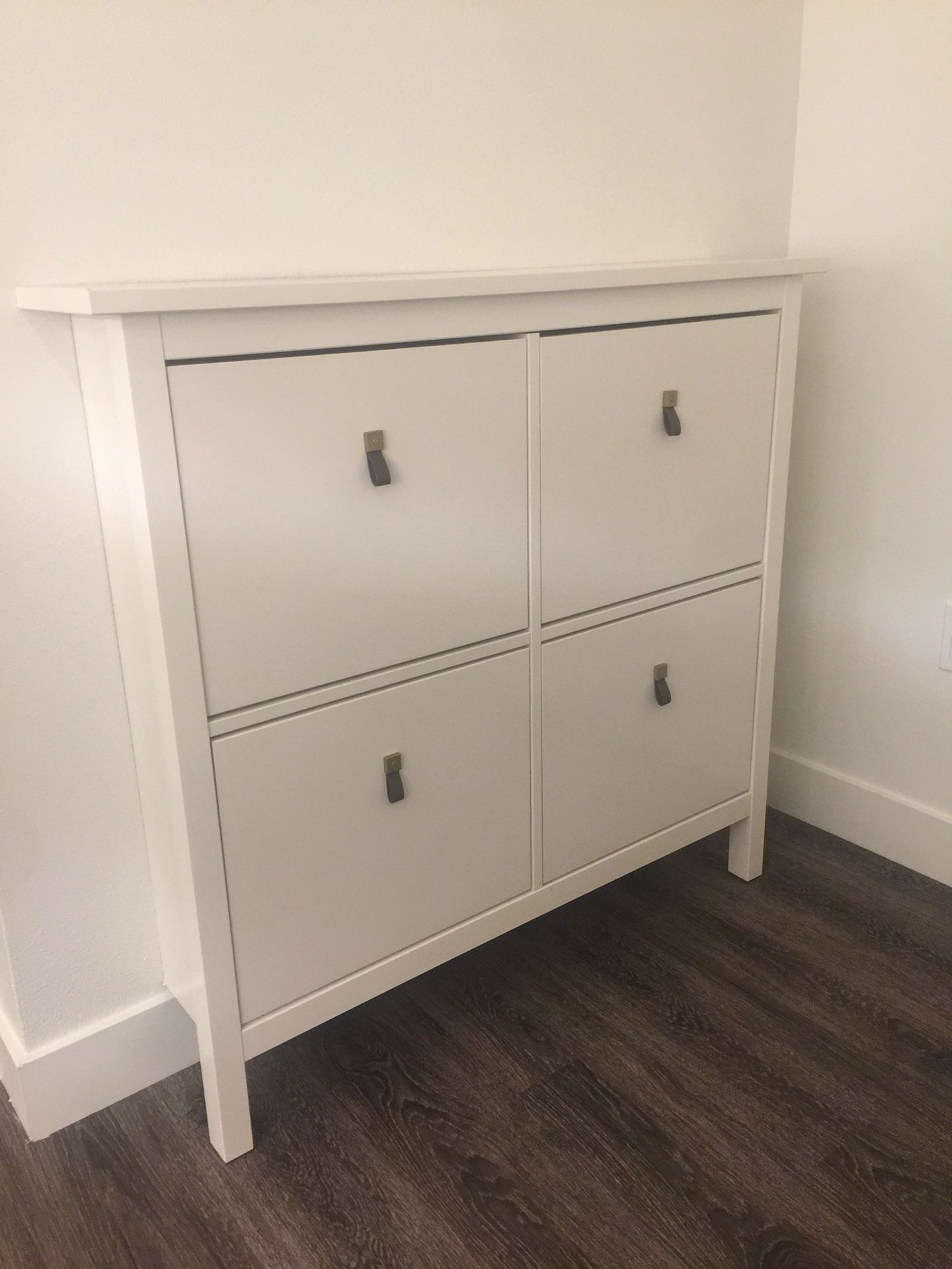 Ikea Shoe Cabinet Hemnes with Leather Pulls