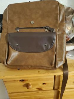 Nice Camel Brown Leather Backpack