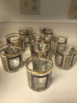 Vintage roaring 20's glasses very unique total 9