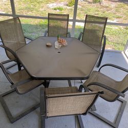 Used 7 Piece  Sturdy Outdoor Dining Set 