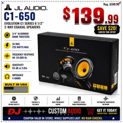 JL Audio Evolution C1 Series Car Speakers 6 1/2" 2-Way Component Speaker System 225 Watts C1-650 🚨 Payment Options Available 🚨 No Credit Needed 🚨