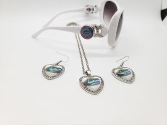 FLORIDA gators earrings & necklace & sunglasses