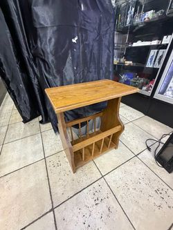 Vintage Wooden End Table with Built-in Magazine Rack / Side Table