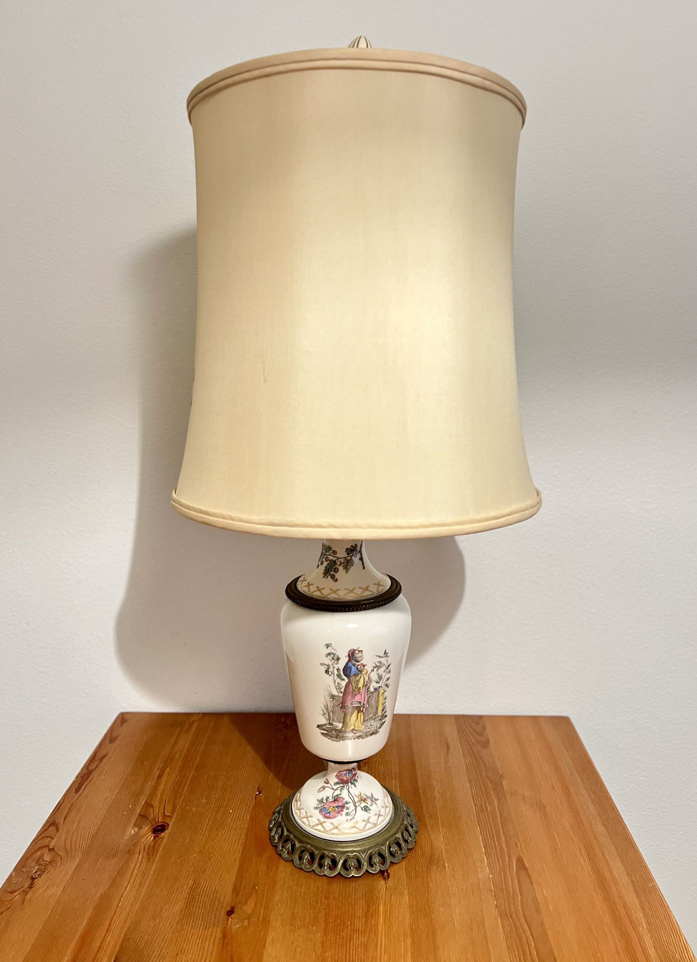 Vintage  Brass and Porcelain Lamp By Paul Hanson