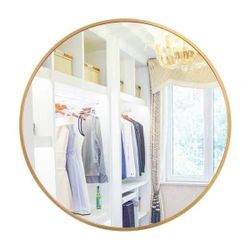 28" Round Mirror, Aluminum Sideboard, $39