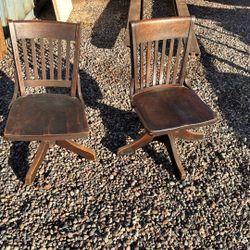 2 All Wood Vintage Office Chairs
