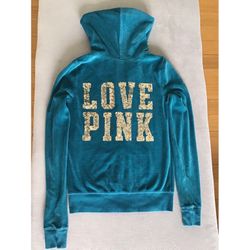 VS PINK velvet bling zip hoodie XS 