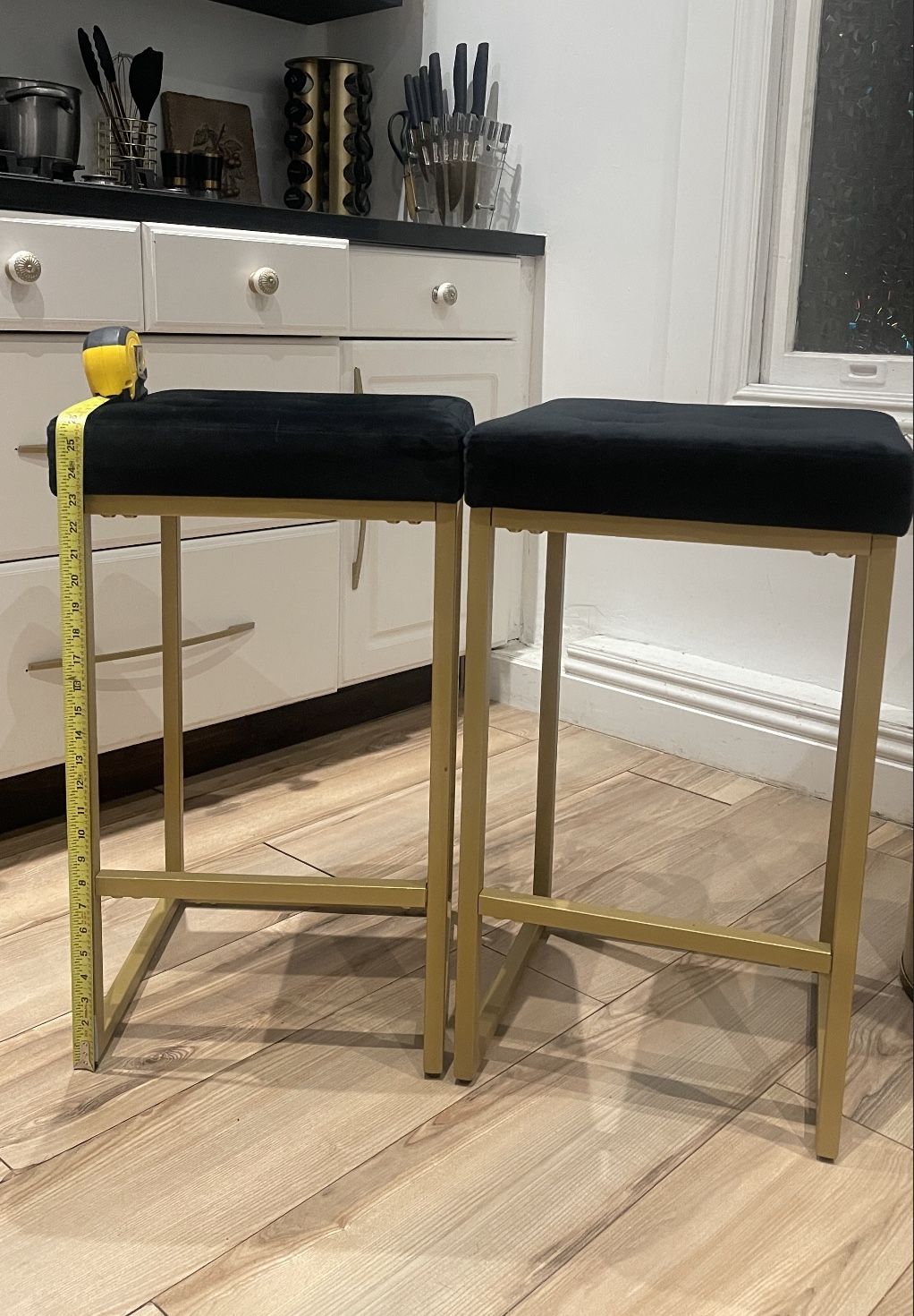 Black And Gold Bar Stools (Set Of 2)