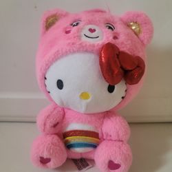 Official Care Bears X Hello Kitty 10" Plush Pink Bear Sanrio Knex 