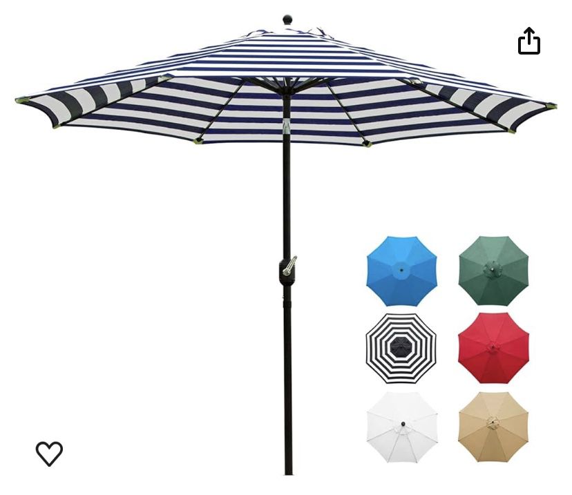 SunnyGlade 9’ Blue & White Outdoor Patio Umbrella