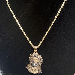 Jesus pendant with rope chain