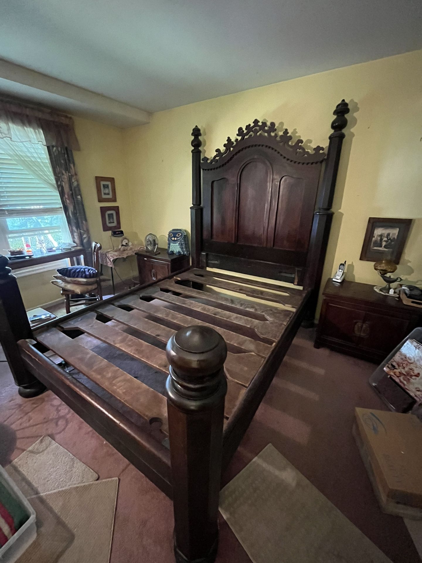 Wood Bed Frame Antique Queen Size