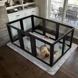 AuraSpace Acrylic Indoor Dog Playpen for Small to Medium Dogs - 10 Panel - 30"inch 

▪No Gap, No Climbing Out
▪Clear Panels, Reduced Anxiety
▪Easy to 