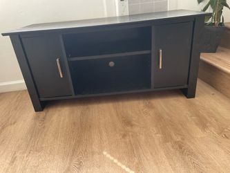 Black TV Stand with Cabinet Storage