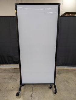 Mobile Three-Panel Room Divider with Translucent Panels