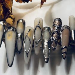 Silver Chrome Press On Nails 