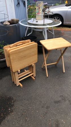 TV tray Table solid wood folding set