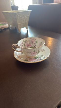 Vintage Fine Bone China Floral Teacup and Saucer Set