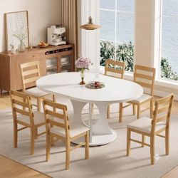 Brand New Extendable Dining Table With 6 Wood Chairs 