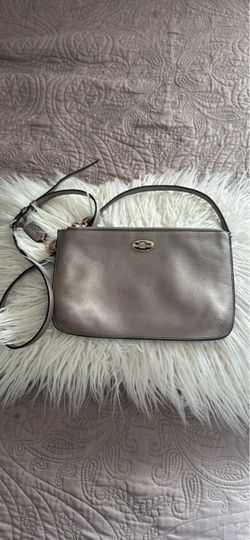 Coach Metallic Silver Leather Crossbody Bag