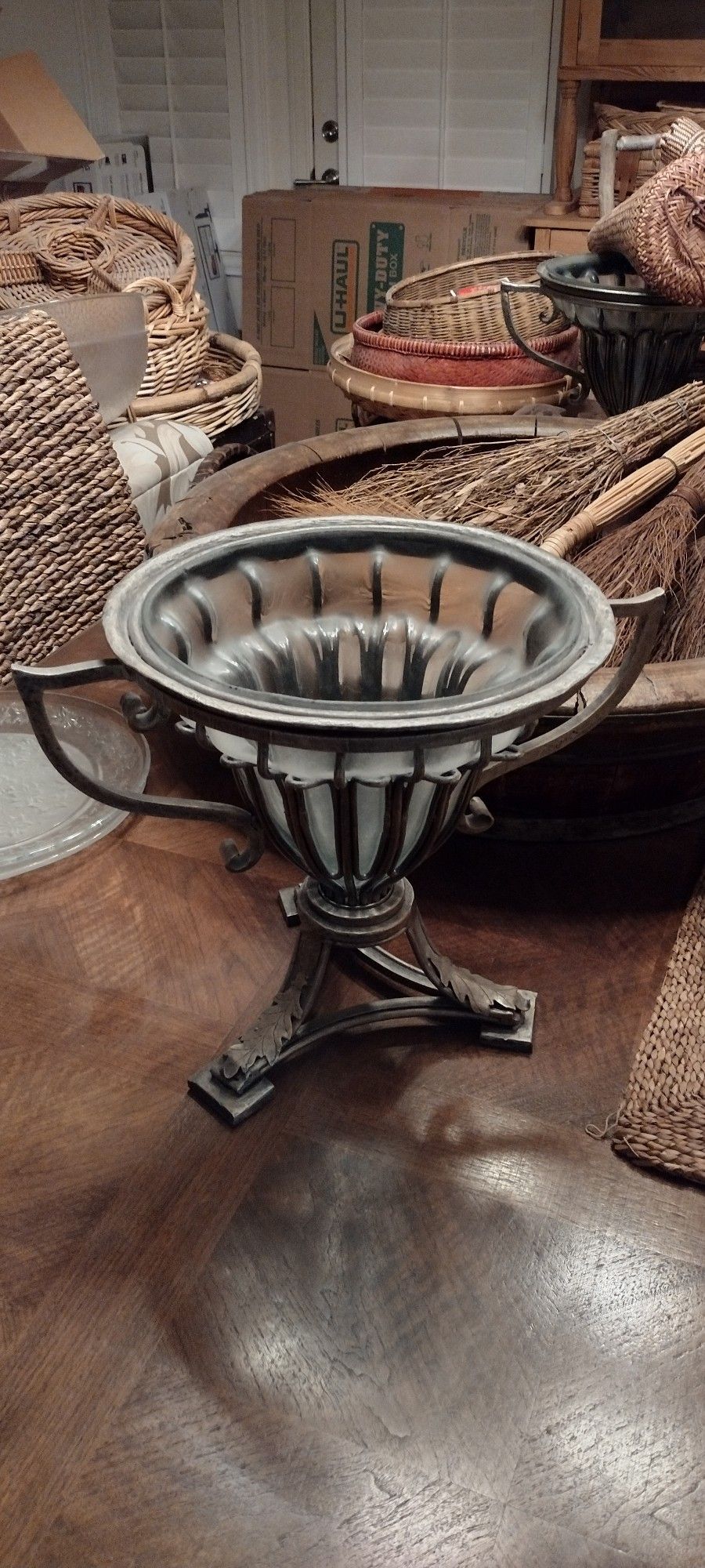 SILVER METAL IRON GLASS DECORATIVE TABLE TOP VASES CANDLE BOWLS