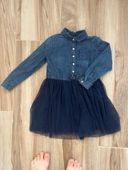 Girls Denim Top Tulle Skirt Dress