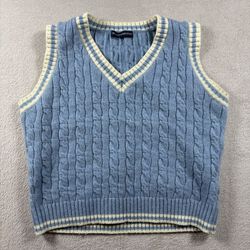 Brandy Melville Wool Sweater Vest Women's OS Blue y2k  cable knit  preppy #6
