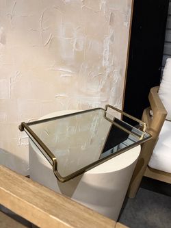 Pottery Barn Gold Metal and Mirror Decorative Tray